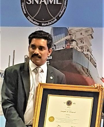 Ajith  P J  MD Aries  Marine  The Youngest Member From The GCC Region Honoured With SNAME Fellowship